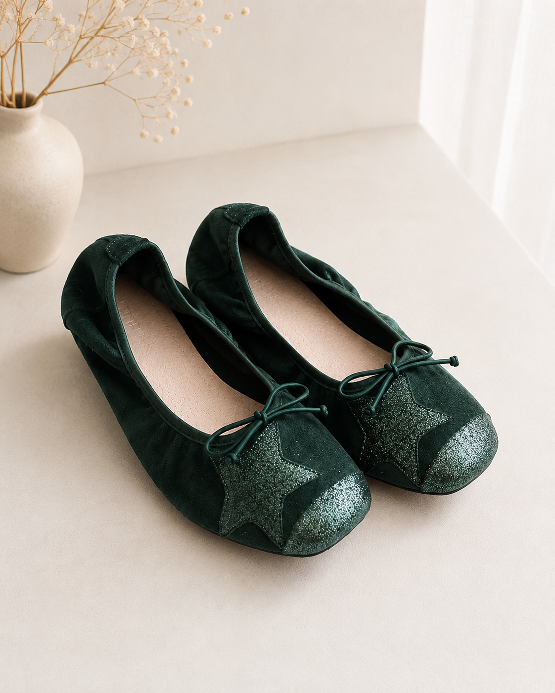 BALLERINES SOUPLES AVEC ETOILE VERT 4