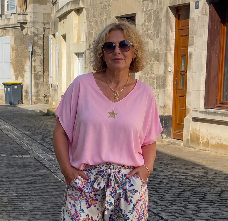 T-SHIRT OVERSIZE ETOILE ROSE 1