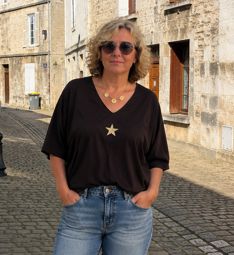 T-SHIRT ETOILE CHOCOLAT