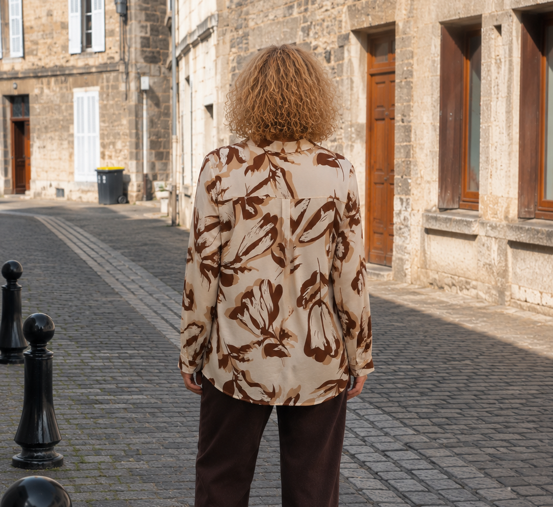 BLOUSE BEIGE ET CHOCOLAT GRANDE TAILLE CHRISTY9