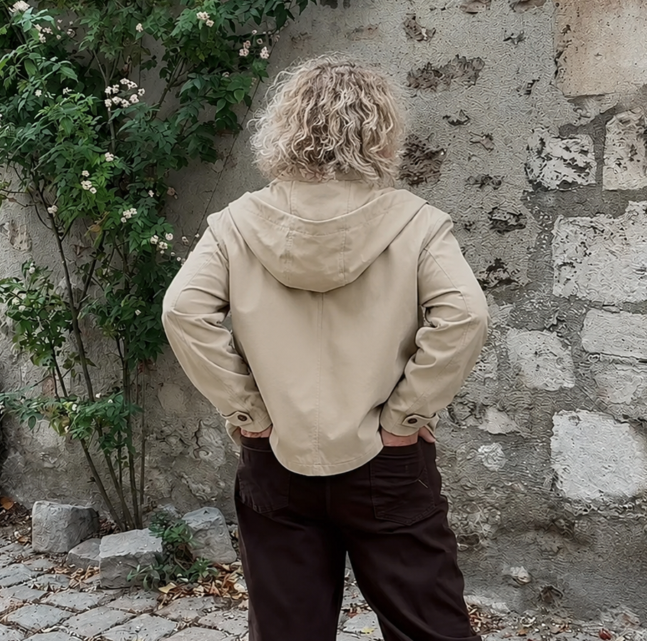 VESTE BEIGE A CAPUCHE GRANDE TAILLE 1
