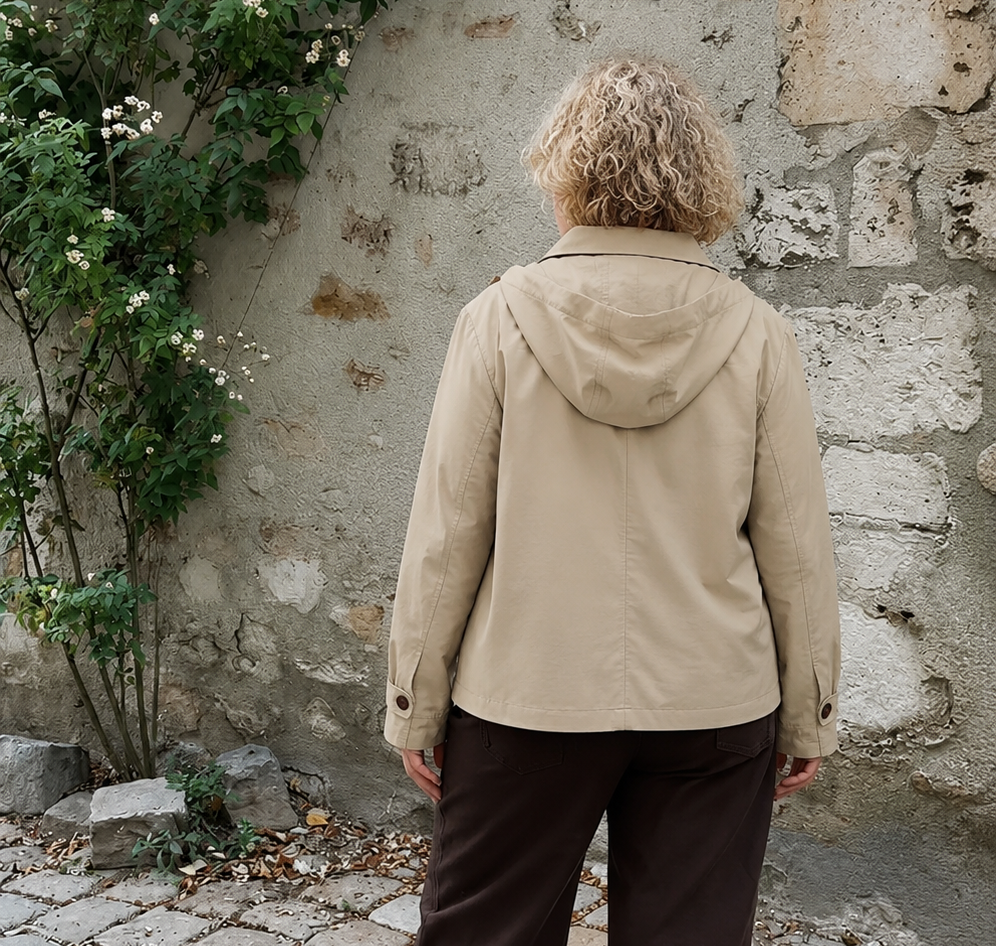 VESTE BEIGE A CAPUCHE GRANDE TAILLE 2