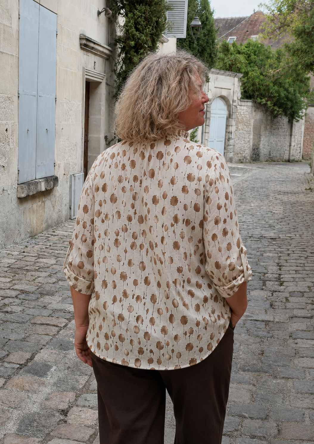 BLOUSE CREME ET CAMEL GRANDE TAILLE 2