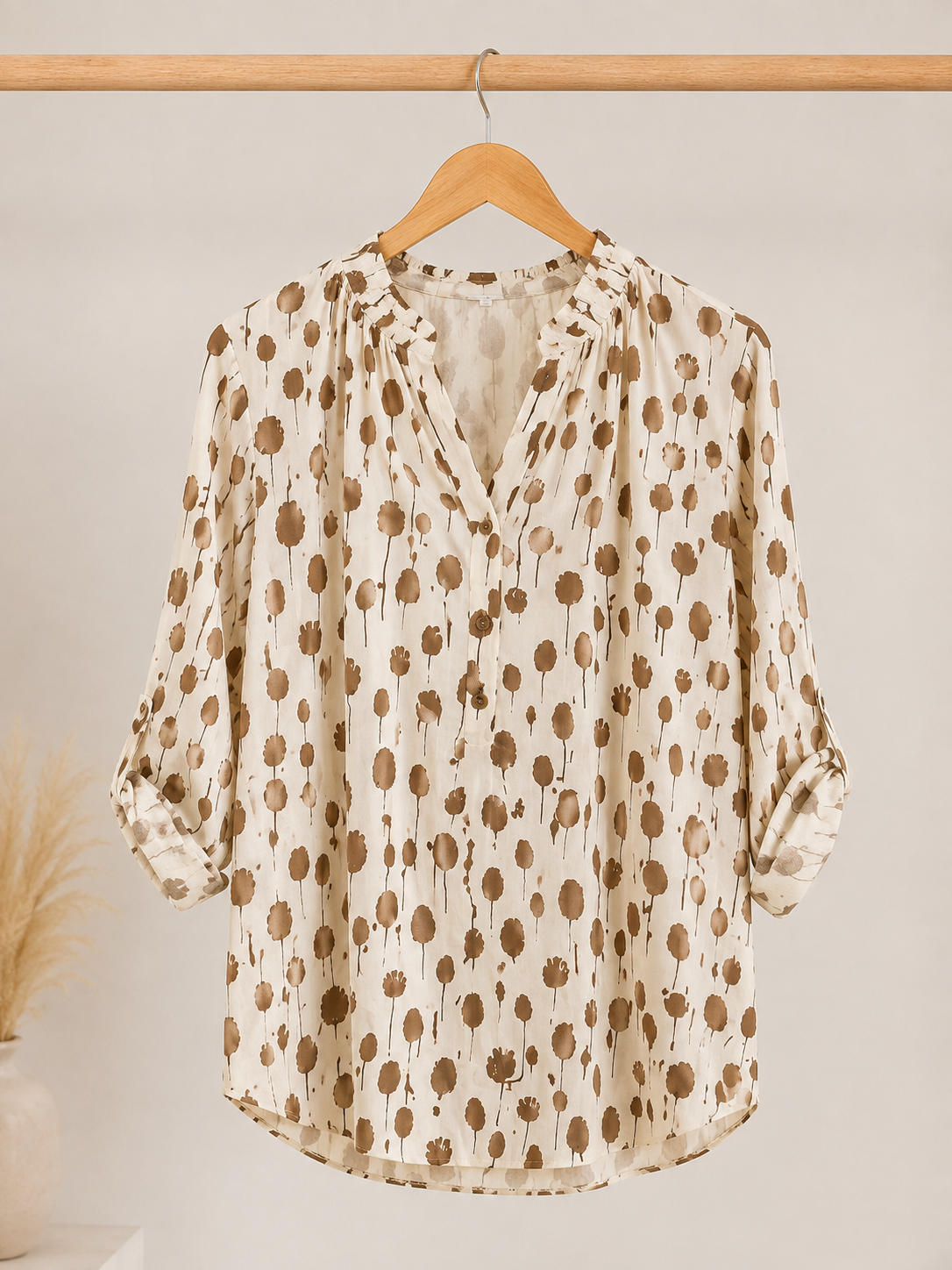 BLOUSE CREME ET CAMEL GRANDE TAILLE 3