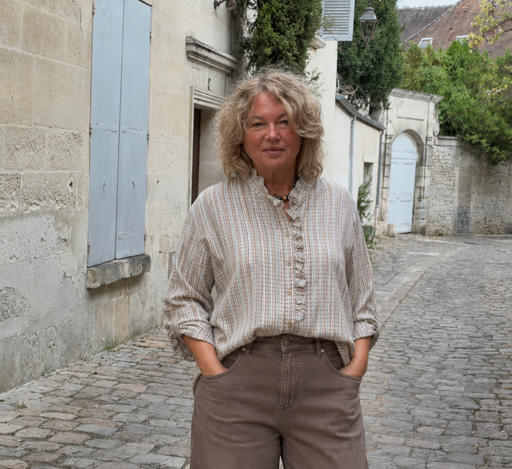 CHEMISE BEIGE ET TAUPE GRANDE TAILLE