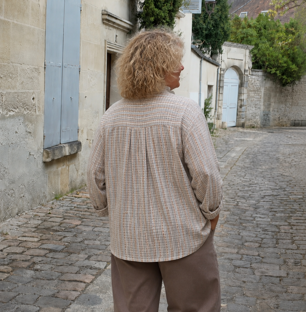 CHEMISE BEIGE ET TAUPE GRANDE TAILLE 2