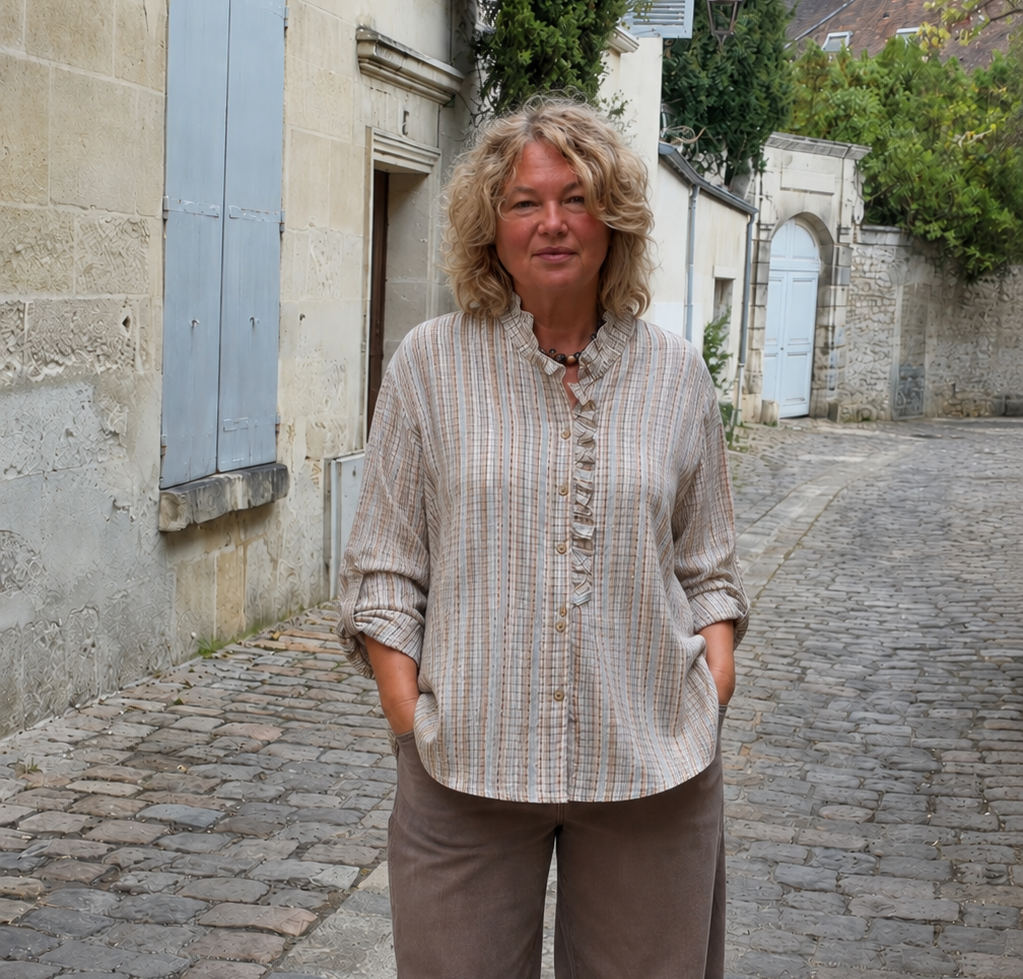 CHEMISE BEIGE ET TAUPE GRANDE TAILLE 1