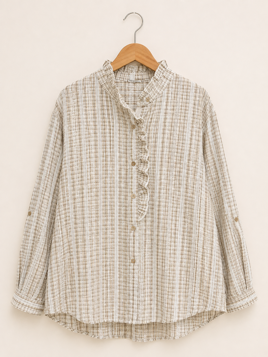 CHEMISE BEIGE ET TAUPE GRANDE TAILLE 3