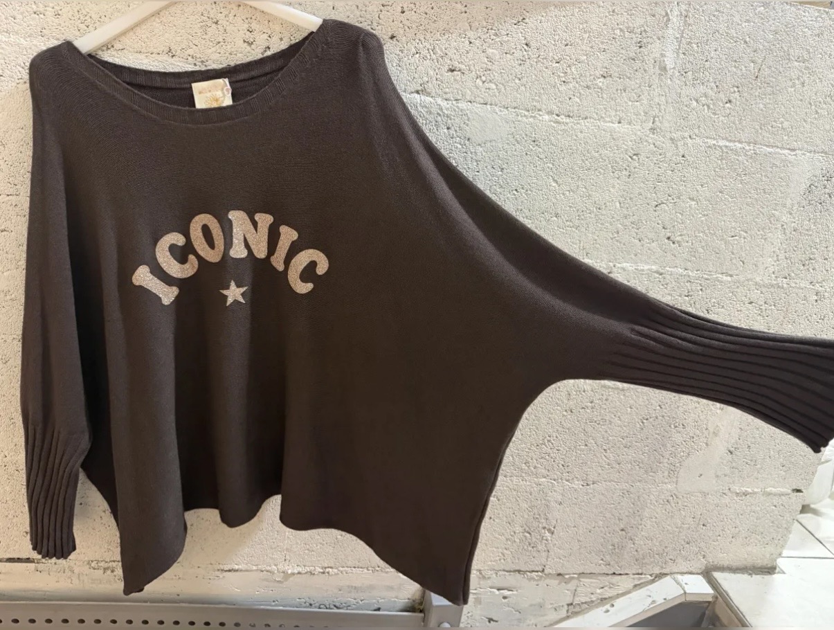 PULL OVERSIZE ICONIC CHOCOLAT 2