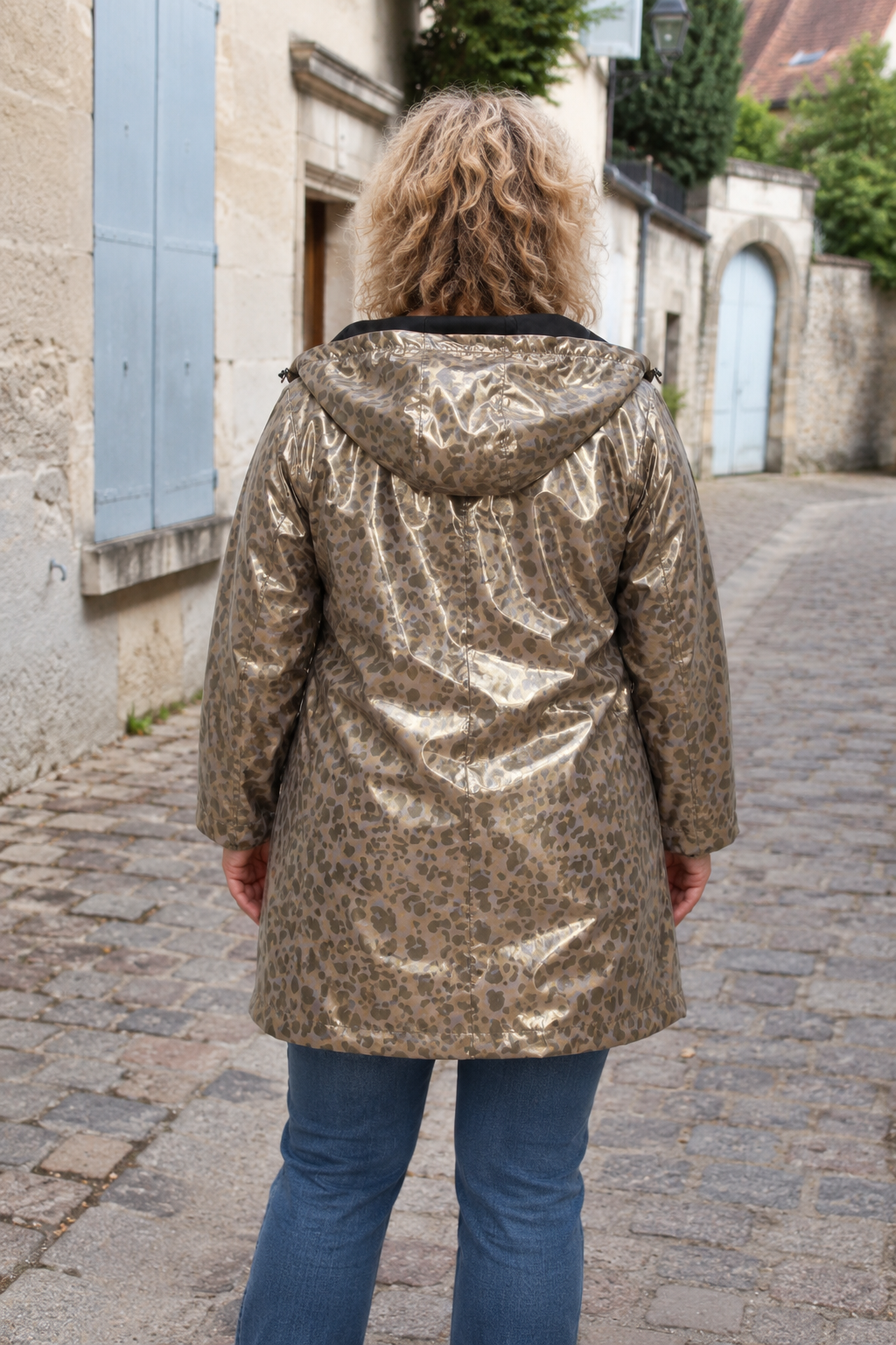 IMPERMEABLE REVERSIBLE NOIR LEOPARD GRANDE TAILLE 2
