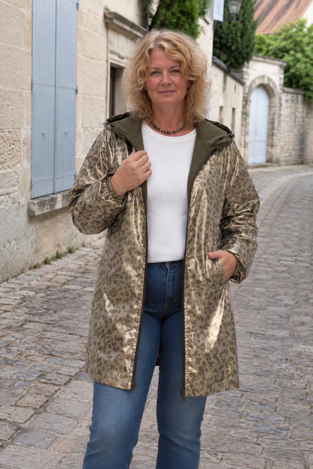 IMPERMEABLE REVERSIBLE KAKI LEOPARD GRANDE TAILLE 1