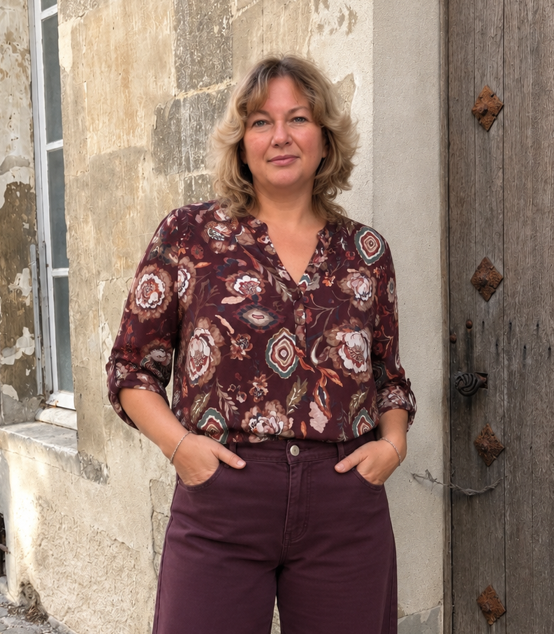BLOUSE IMPRIME BOHEME GRANDE TAILLE BORDEAUX