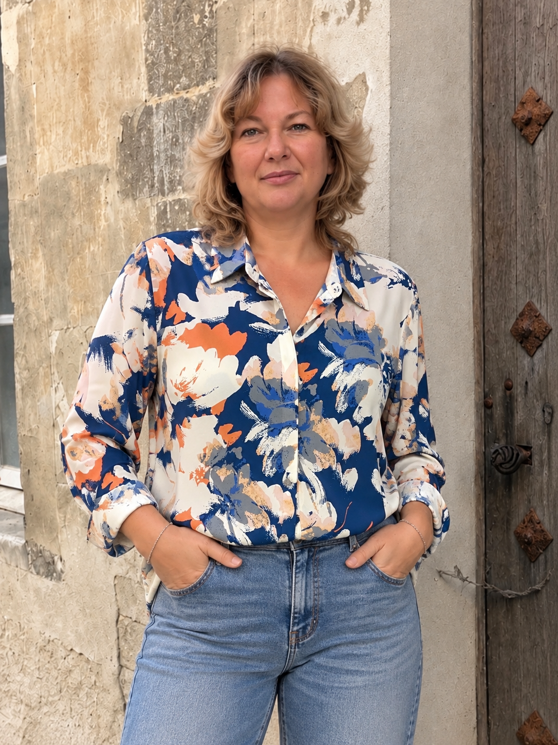 CHEMISE BLEU ROI ET ORANGE MAELLE 1