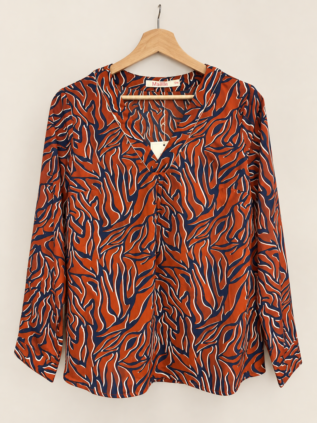 BLOUSE IMPRIME ROUILLE ET MARINE