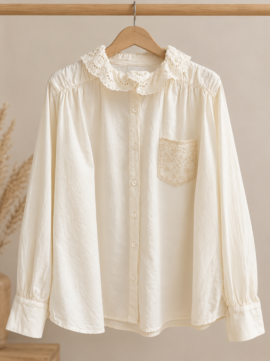 CHEMISE CREME COL DENTELLE APRIL VINTAGE