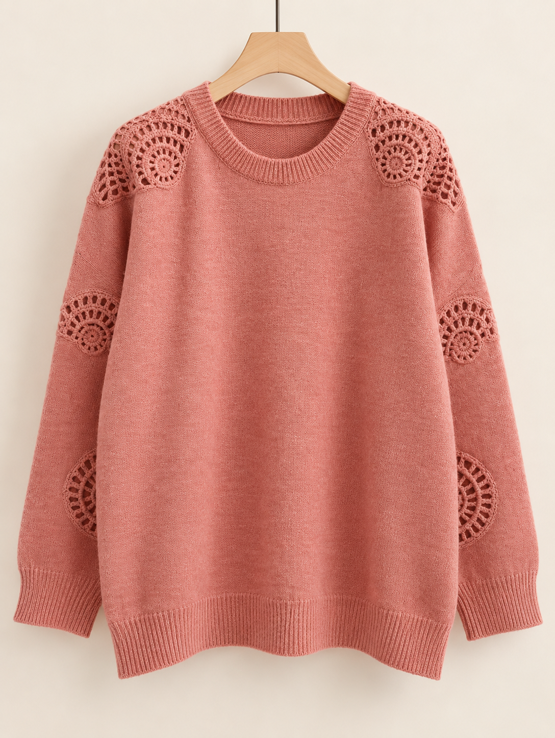 Pull en maille rose poudré ajourée Maelle