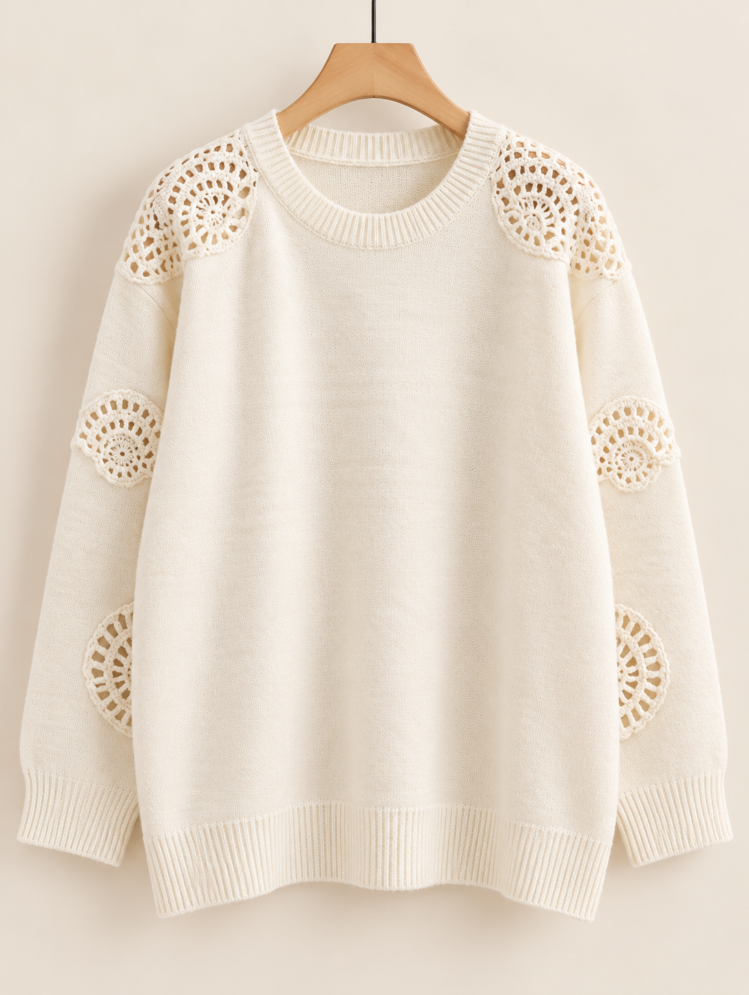 Pull ivoire à motifs crochetés maelle