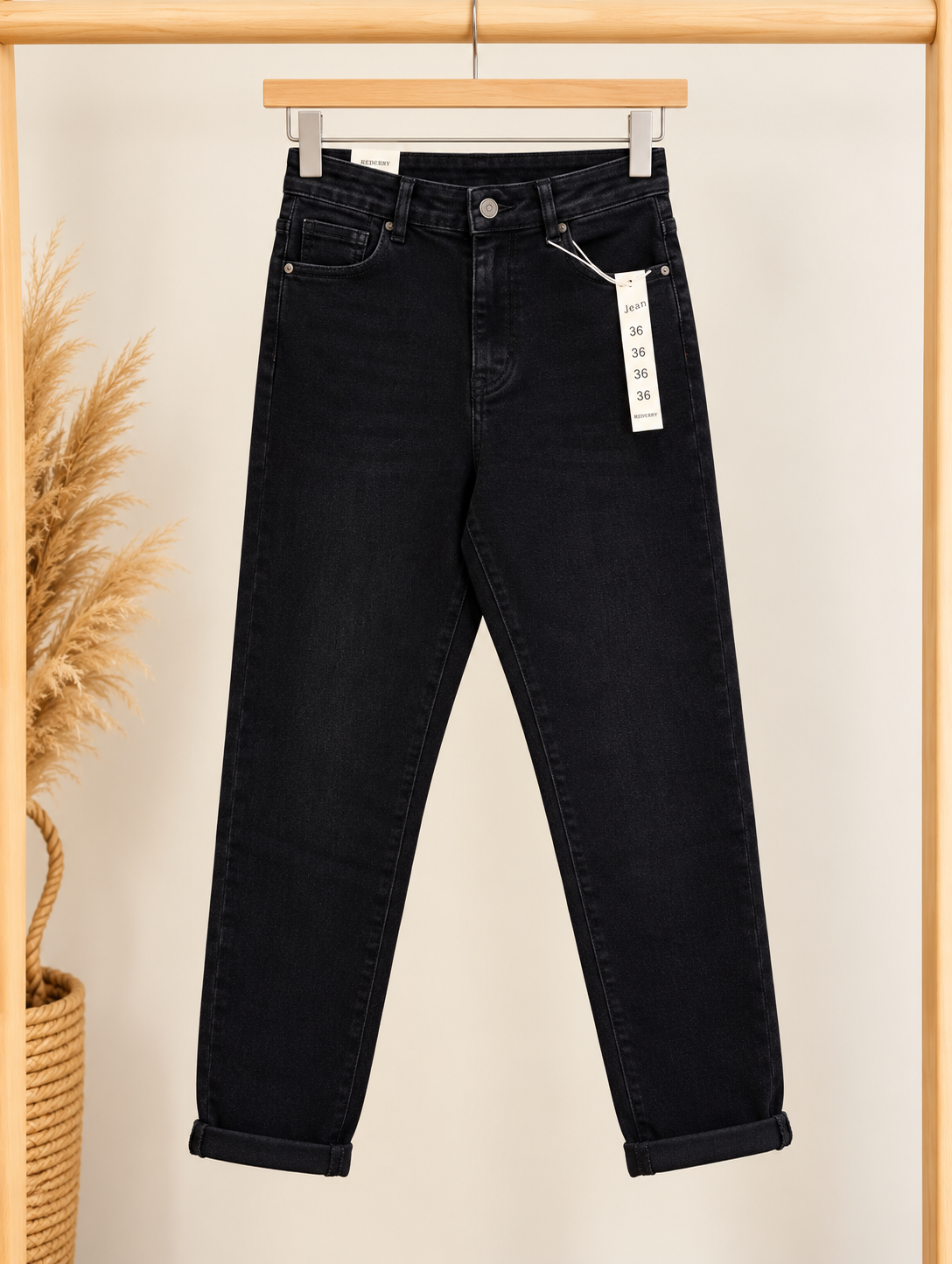 PANTALON MOM FIT DU 36 AU 46 NOIR REDBERRY