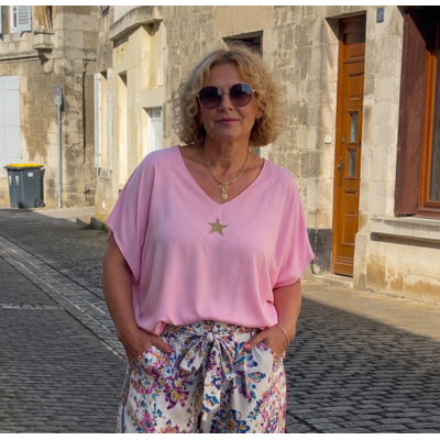 T-SHIRT OVERSIZE ETOILE ROSE 1