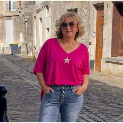 T-SHIRT OVERSIZE ETOILE FUSHIA 1