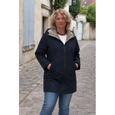 IMPERMEABLE REVERSIBLE MARINE LEOPARD GRANDE TAILLE 2