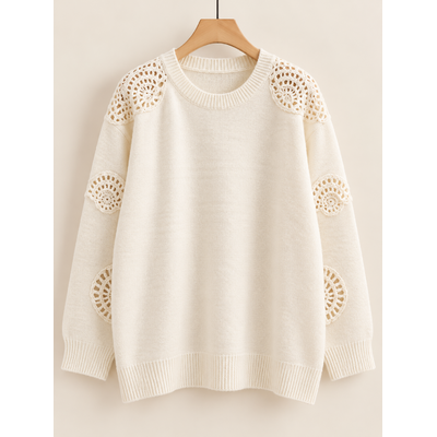 Pull ivoire à motifs crochetés maelle