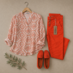 blouse-grande-taille-imprime-orange-et-blanc-3