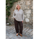 BLOUSE CARREAUX BEIGE ET VICHY GRANDE TAILLE