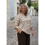 BLOUSE CREME ET CAMEL GRANDE TAILLE