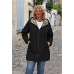 IMPERMEABLE REVERSIBLE NOIR LEOPARD GRANDE TAILLE