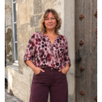 BLOUSE IMPRIME BORDEAUX ET ROSE GRANDE TAILLE