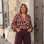 BLOUSE FLUIDE BORDEAUX ET CAMEL GRANDE TAILLE
