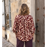 BLOUSE FLUIDE BORDEAUX ET CAMEL GRANDE TAILLE 1