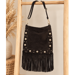 Sac en daim chocolat à franges bohème