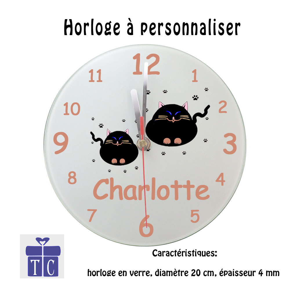 Horloge Chat Charles à personnaliser