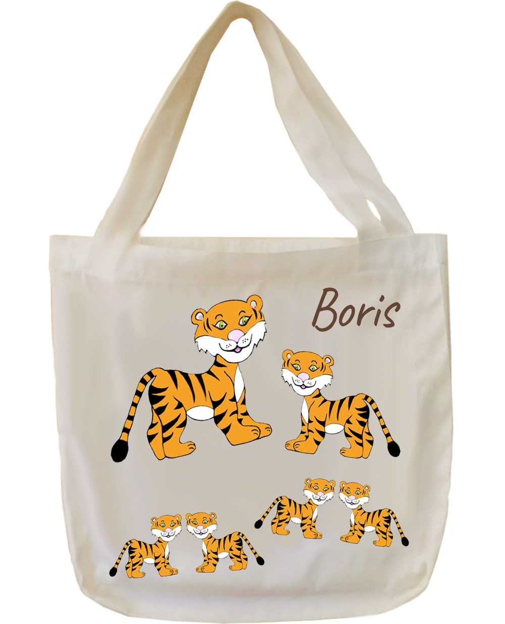 tote-bag;sac;cabas;texti;cadeaux;personnalisable;personnalisation;personnalise;prenom;animal;tigre;Boris