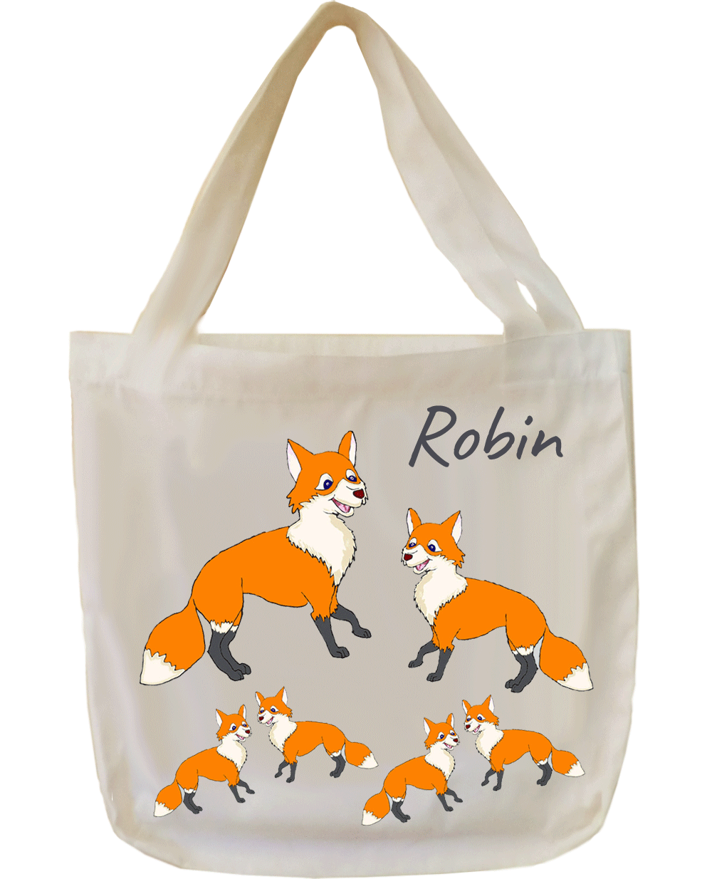 tote-bag;sac;cabas;texti;cadeaux;personnalisable;personnalisation;personnalise;prenom;animal;renard;Robin