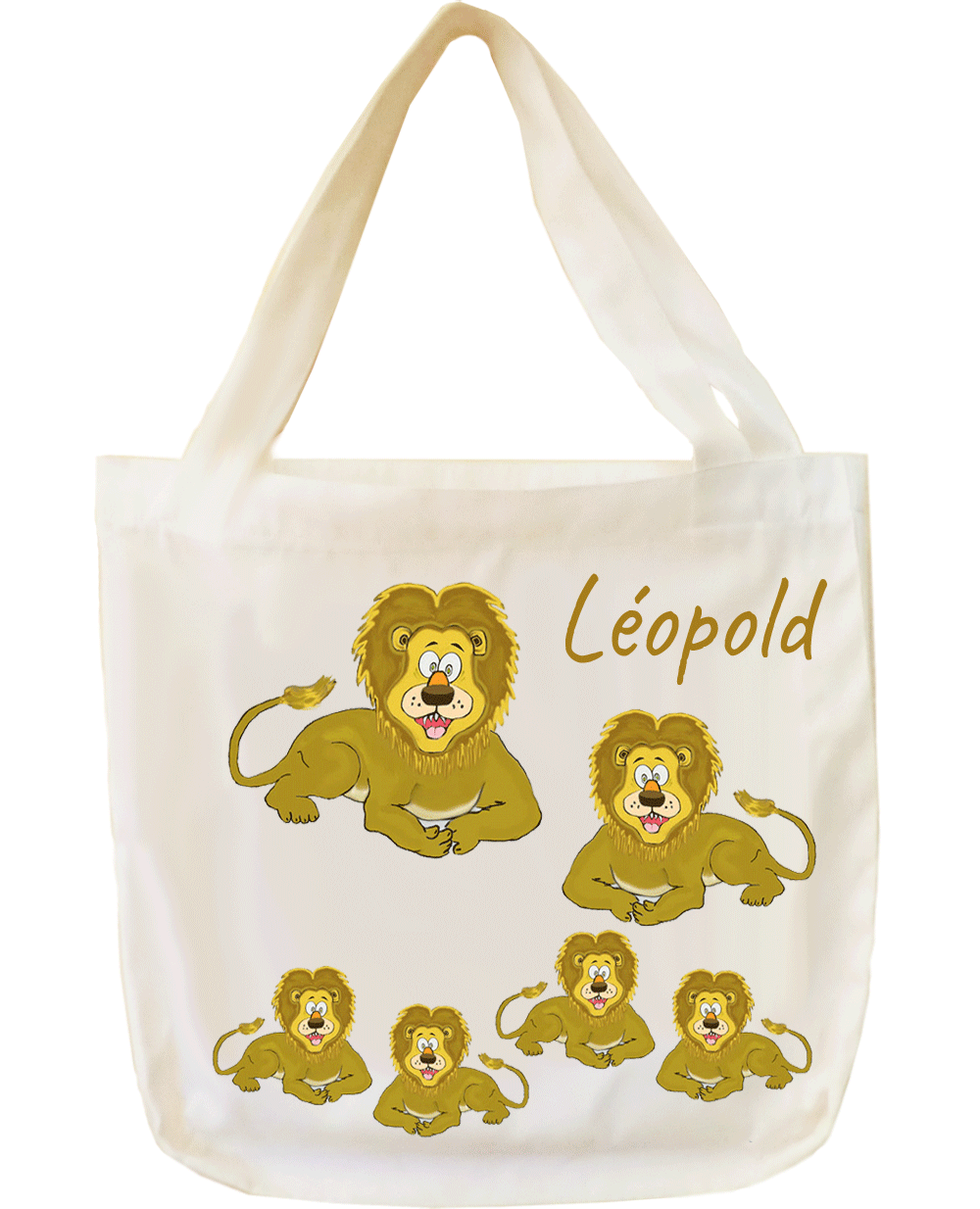 tote-bag;sac;cabas;texti;cadeaux;personnalisable;personnalisation;personnalise;prenom;animal;lion;Leopold
