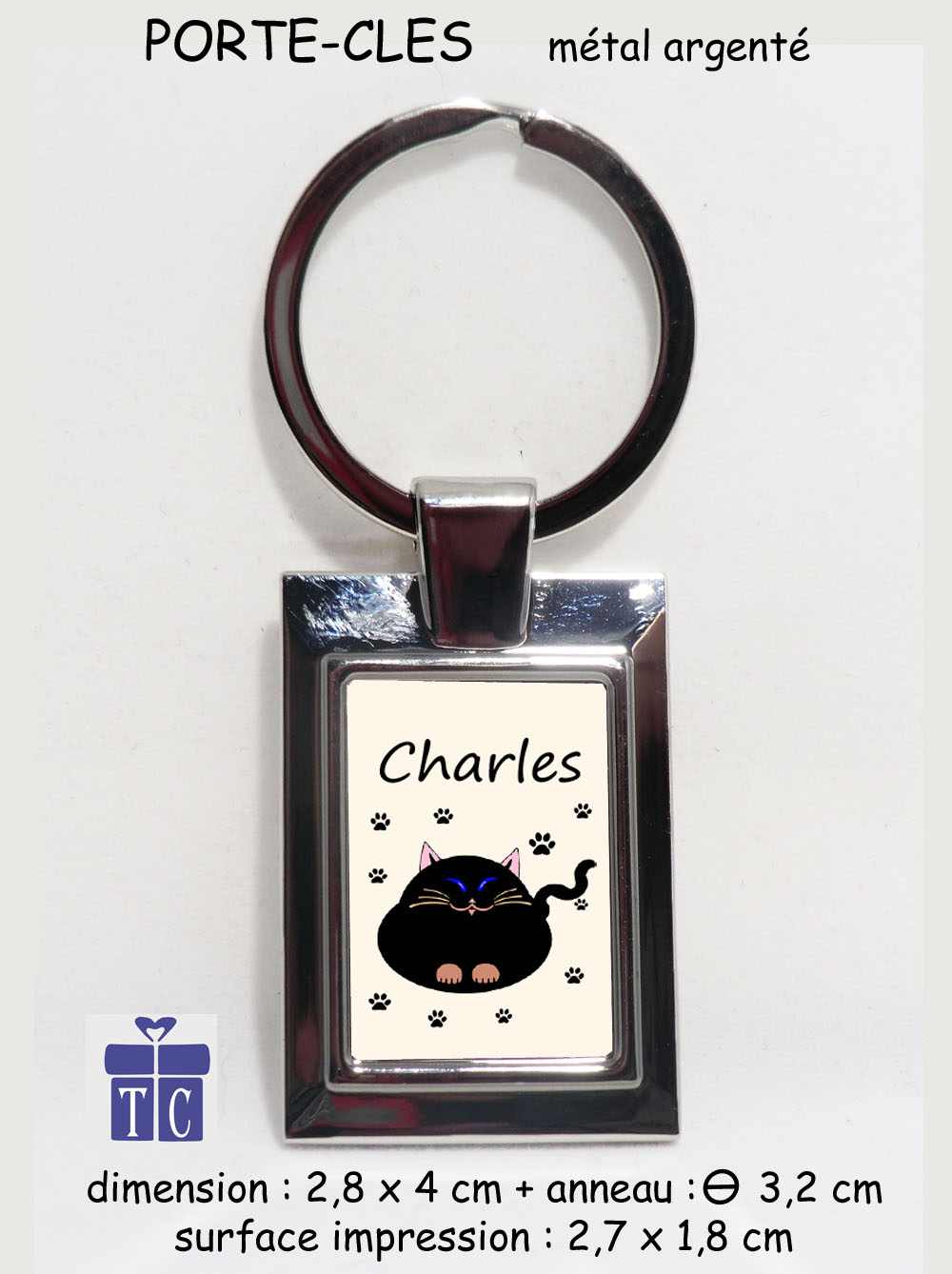 Porte clés Chat Charles à personnaliser