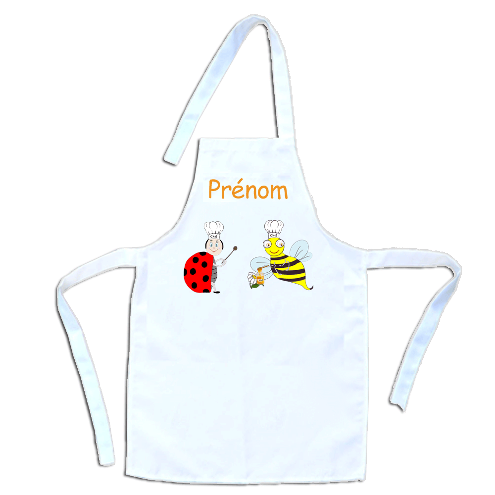 Tablier cuisine enfant Coccinelle Abeille à personnaliser