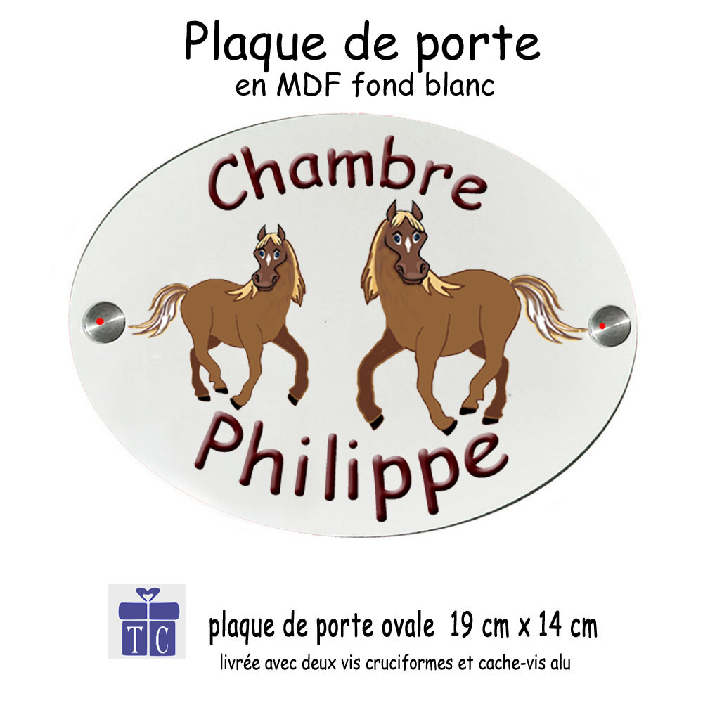 Plaque de Porte de Chambre Cheval Personnalisable avec un Prénom