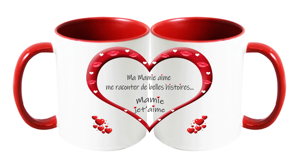 mug;rouge;ceramique;coeur;famille;amour;amitie;phrase;mamie;grand-mere;raconte-belles-histoires