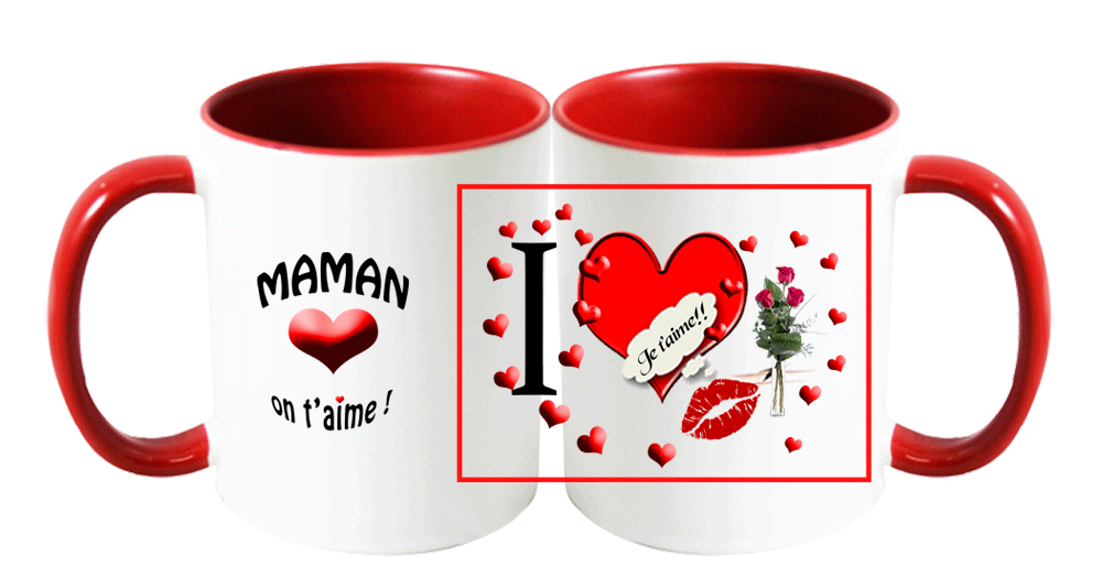 mug;bicolore;rouge;ceramique;amour;coeur;fleur;maman;on-t-aime