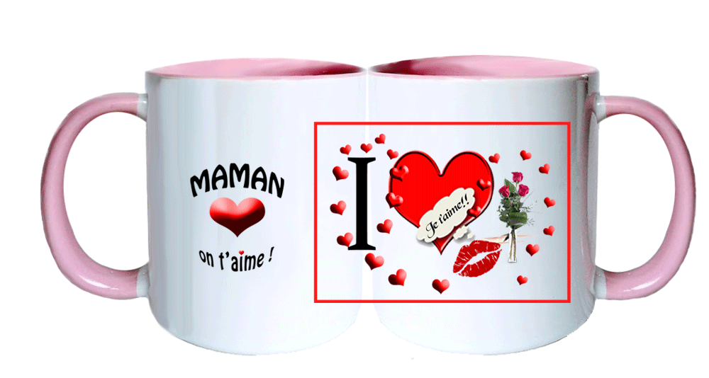 mug;bicolore;rose;ceramique;amour;coeur;fleur;maman;on-t-aime