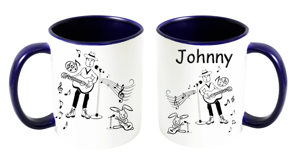 mug;bleu-marine;personnalisable;personnalisation;personnalise;prenom;basse;electrique;musique;guitare;guitariste;musicien;rock;Johnny