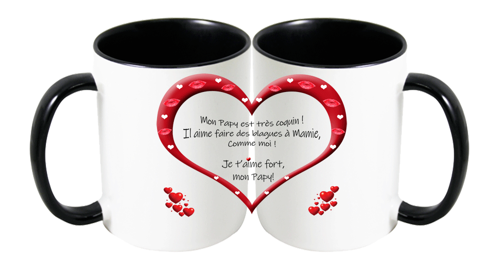 mug;bicolore;noir;ceramique;phrase;poeme;papy;grand-pere;aime;faire;blagues;mamie