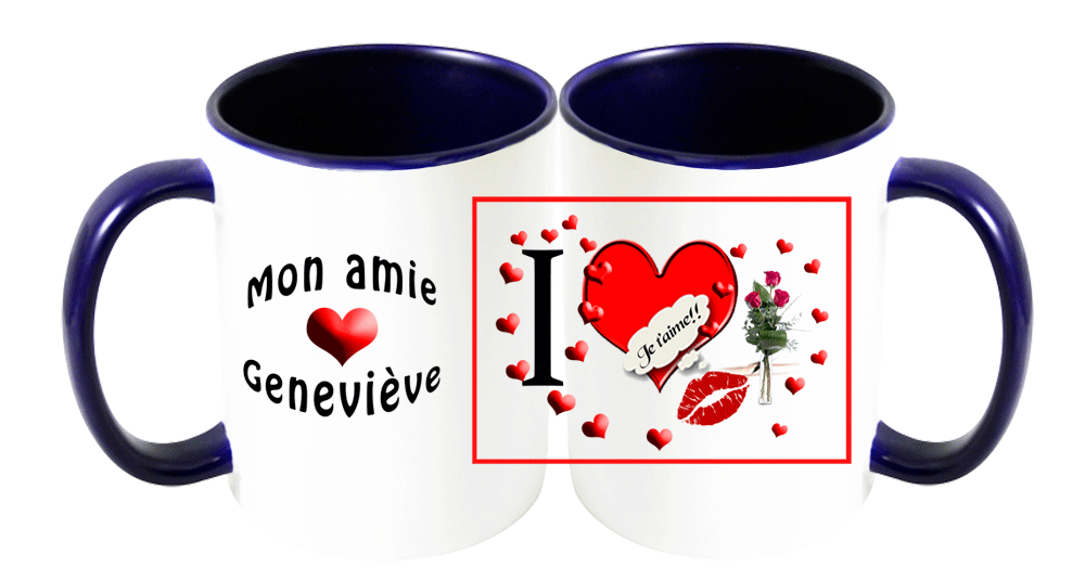 mug;ceramique;bicolore;bleu-marine;personnalisable;personnalisation;prenom;amitie;amie;Genevieve