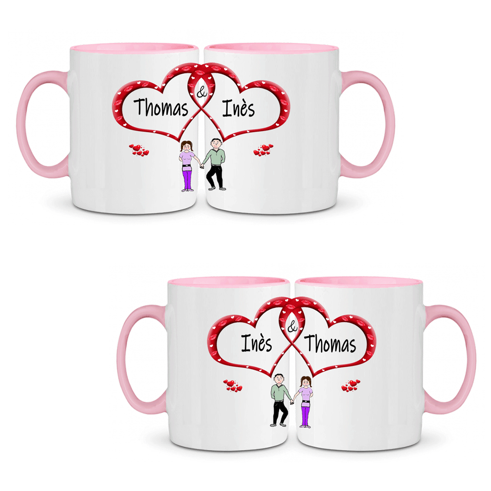mug;ceramique;rose;personnalisable;personnalisation;personnalise;prenoms;amour;amoureux;Thomas-Ines;Ines-Thomas