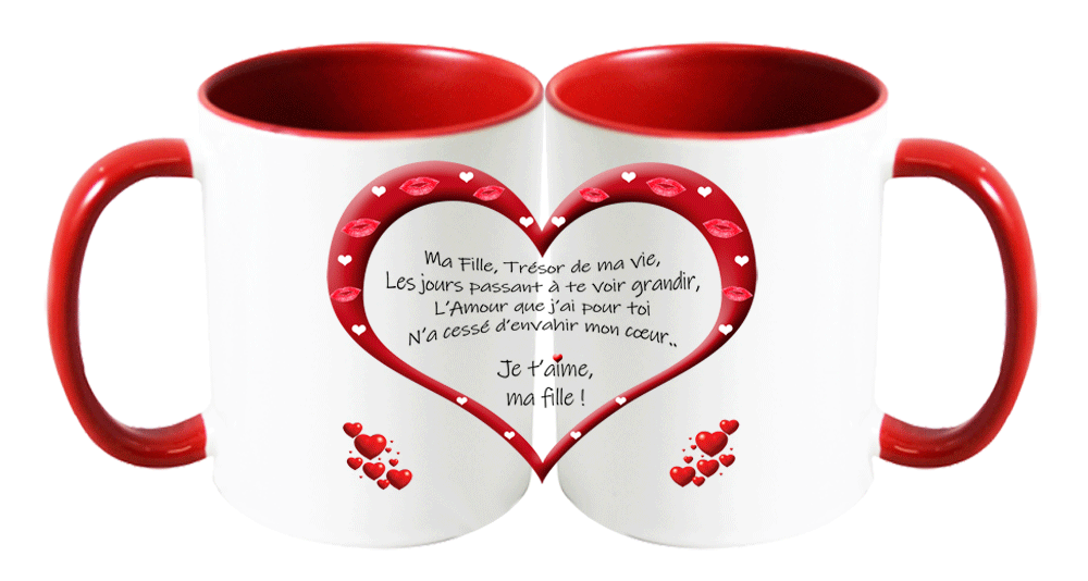 mug;rouge;bicolore;ceramique;coeur;famille;amour;phrase;ma-fille;tresor