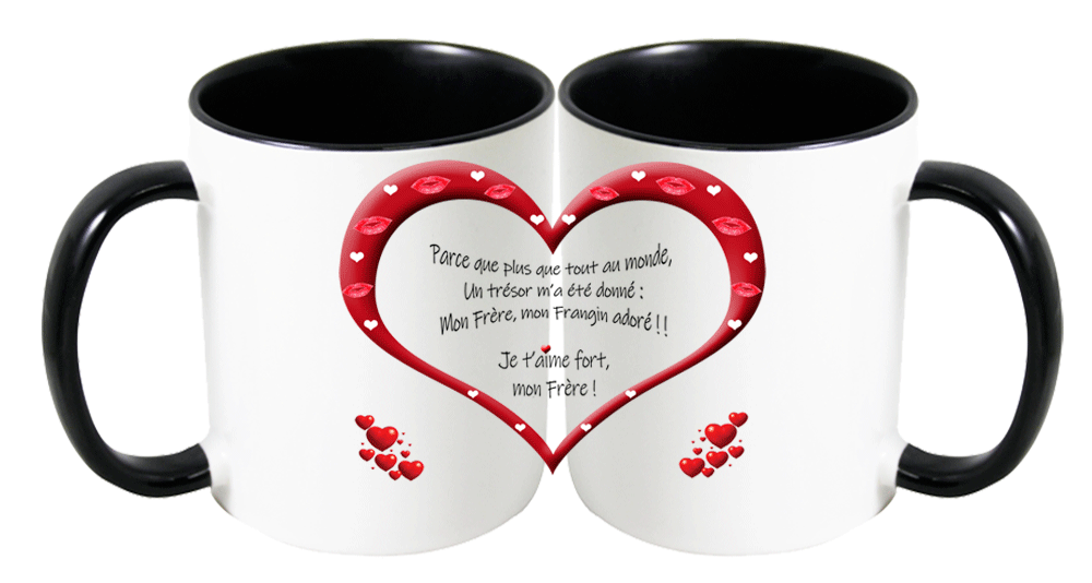 mug;bicolore;noir;ceramique;coeur;famille;amour;phrase;mon-frere;frangin;adore